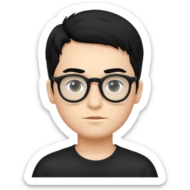 Black glasses with boy singolita boy with glasses black eyes and black hair sticker