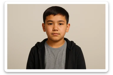 menga 10 11 yoshli bolani tasvirlab ber orqa fonda hech qanday narsa bo'lmasin va u bola o'zbek bo'lsin hech qanday milliy liboslarsiz sticker