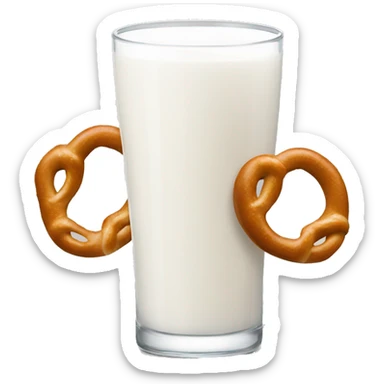 A glass of milk with a pretzel sticker