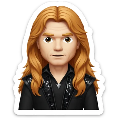 Dave Mustaine with long reddish blonde hair, black sequin outfit  sticker