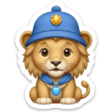 blue hats, baby lion sticker