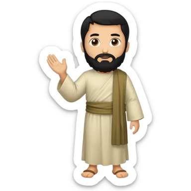 fullbody, head-to-toe, Jesus's apostle Thomas, black hair and black beard, normal emoji style sticker