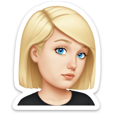 female, wearing black tshirt sticker