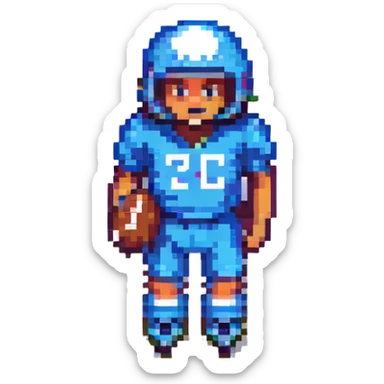 football player, classic 8-bit look, pixel art style sticker