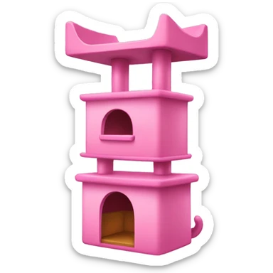 Pink cat tower furniture  sticker