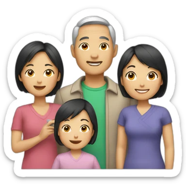asian family taking picture sticker