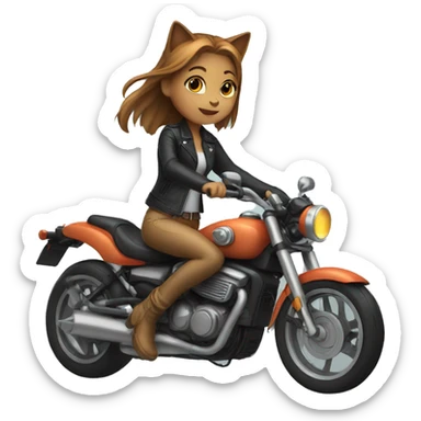 Girl Cat riding a motorcycle  sticker
