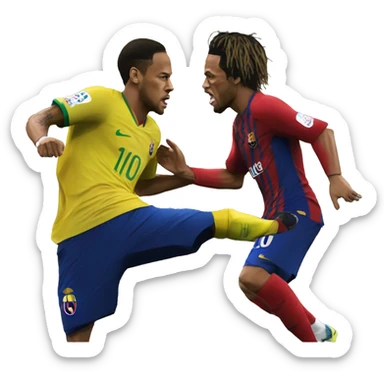 A realistic portrait of neymar fighting aganist ronaldinho sticker
