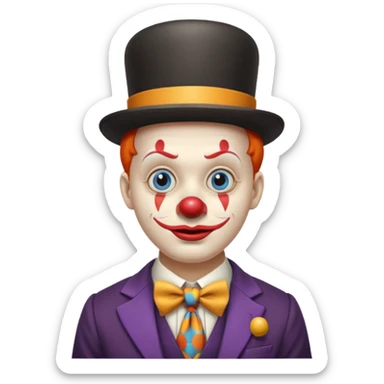 Clown in bowler hat & long tie sticker