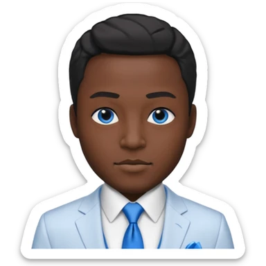 businessman, black skin, black eyes, white suit, blue tie sticker