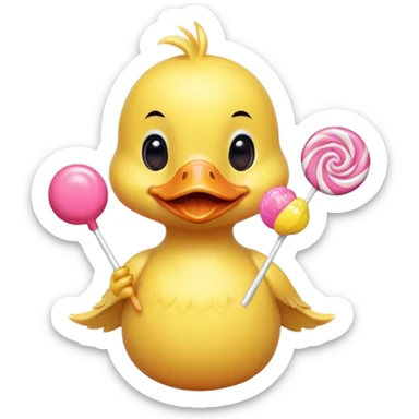 Baby duck with a lollipop sticker