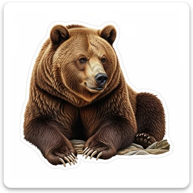 Brown bear realistic sticker sticker