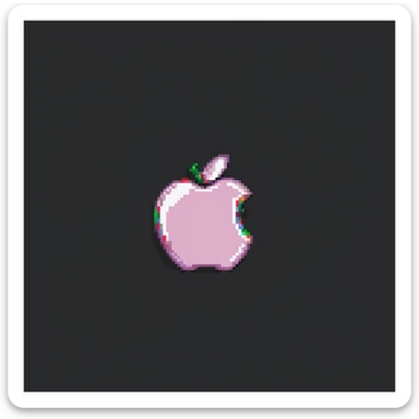 Change the iPhone 15 to pink color with a visible Apple logo in pixel art style. Keep the white background. sticker