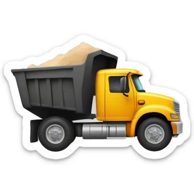 Dump truck that is hauling cargo that is blurred out sticker