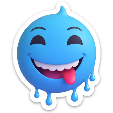 blue smiley face with tears of joy, laughing, Microsoft Fluent style sticker