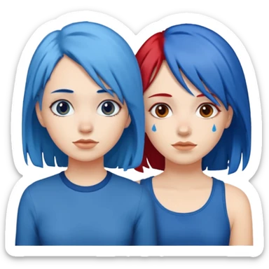 👭one having blue hair and one having red hair sticker