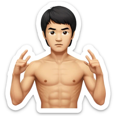 Bruce Lee martial arts legend with serious expression, chest up portrait sticker