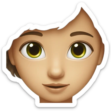 Chaton avec une fille metisse brune avec les yeux vert sticker