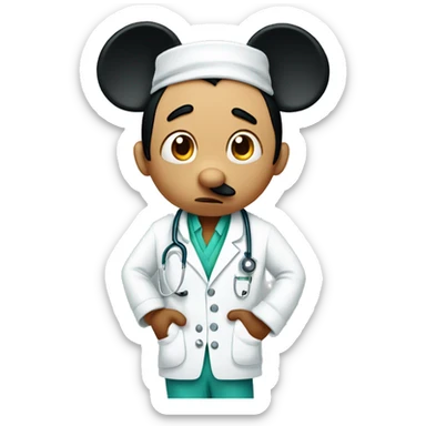 Mickey Mouse dressed as a Bengali doctor looking Sad  sticker