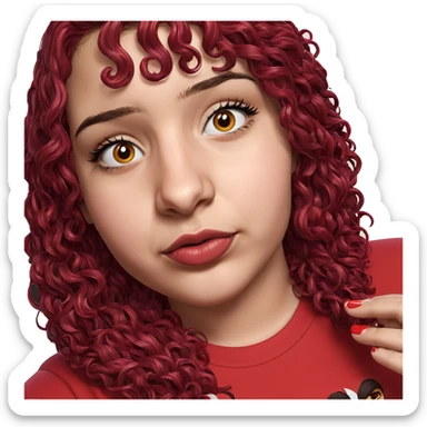portrait of girl in red sticker