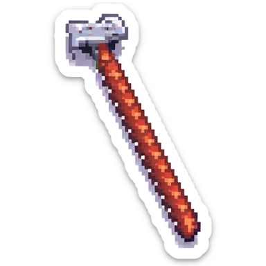 crowbar, Minecraft-inspired, low-res pixel art, red sticker