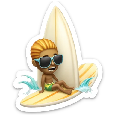 Seashell riding a surfboard  sticker