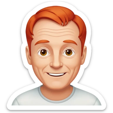 senior athletic white man, receding red hair, cheerful and friendly face sticker