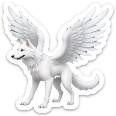 White Winged Wolf full body sticker