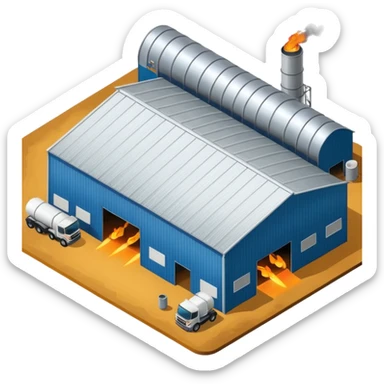 hangar, many fuel warehouse sticker