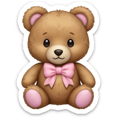teddy bear with pastel pink bow sticker