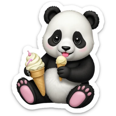 panda eating desert sticker