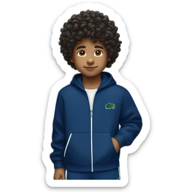 Curly boy wearing lacoste tracksuit sticker