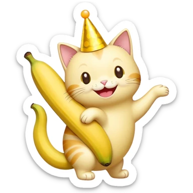 birthday banana cat sticker sticker