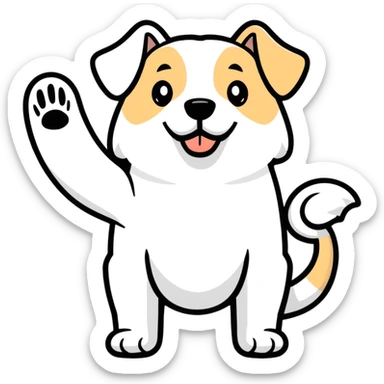 Dog waving sticker