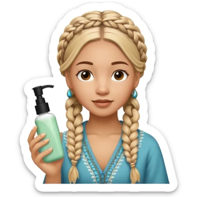 Carmel girl with boho braids  doing skincare sticker