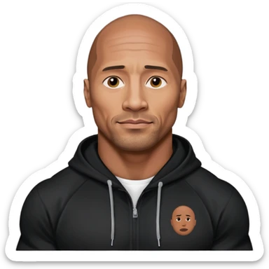 dwayne johnson with black hoodie sticker