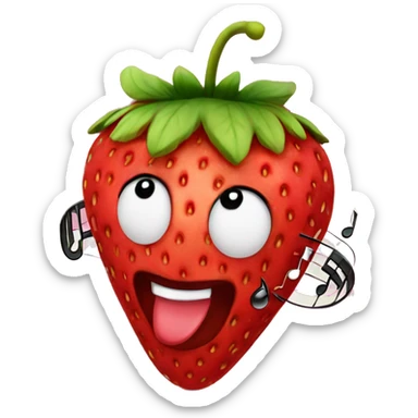 strawberry wih music  sticker