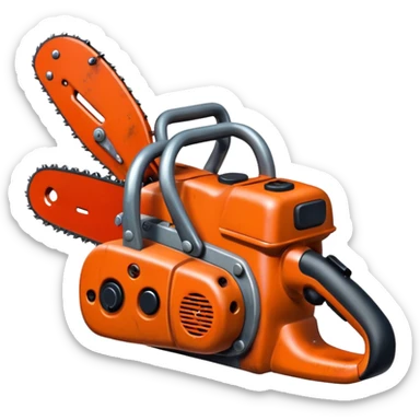 creepy Chainsaw, cartoon horror emoji, no background sticker