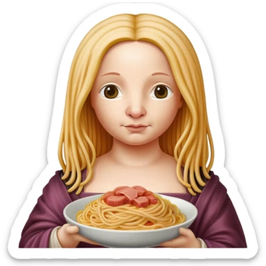   renaissance monalisa as a pig with spaghetti background  sticker