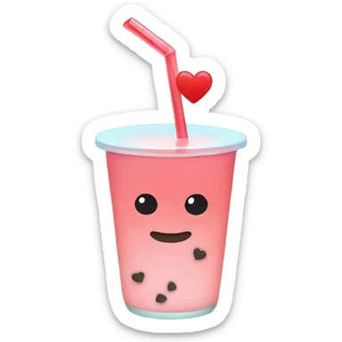 Boba drink with heart straw sticker