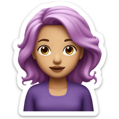 Fille avec des cheveux violet et des mèche rose sticker
