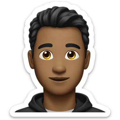 young man with black pony-tail sticker