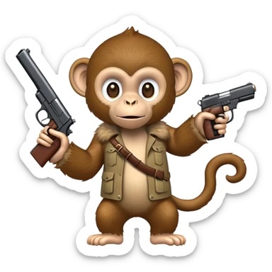 monkey holding a gun sticker