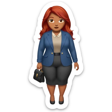Plus size red hair brown face small eyes long hair sticker