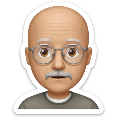 Bald gray gotea with glasses sticker