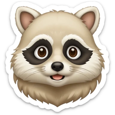white racoon holding a human mustache sticker