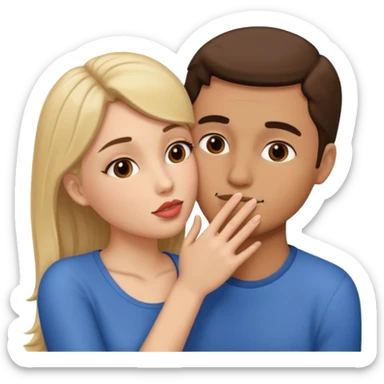 Couple kissing, hand on face sticker