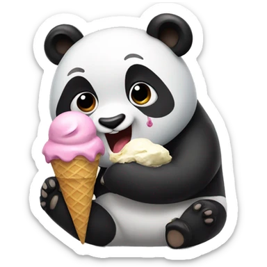 Panda eating ice cream sticker