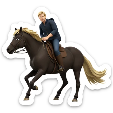 blonde boy horseback riding solo sticker