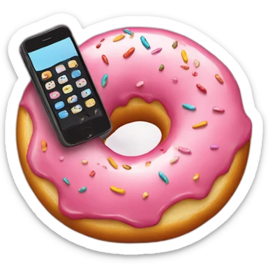 A donut with a phone sticker